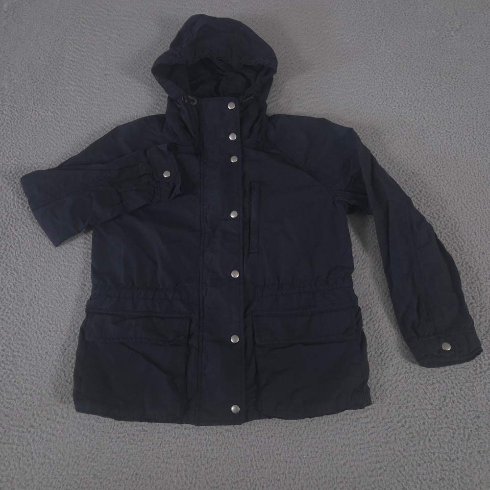 Gap Jacket Womens Large Navy Utility Cotton Nylon Hooded Field Coat Anorak Light